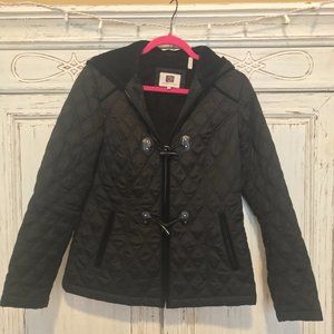 Black Hooded Quilt Jacket, Laundry By Design Sz M